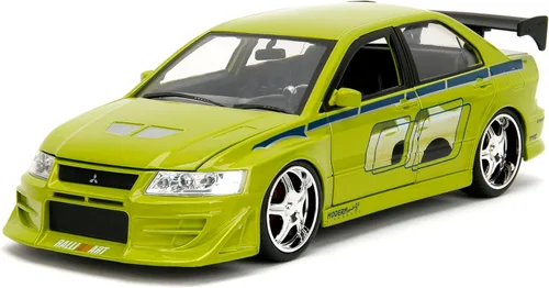 Miniatura 8 de Jada Toys Fast & Furious 1:24 Brian's Mitsubishi Lancer Evolution VII - Coche fundido a presión, juguetes para niños y adultos, color verde lima