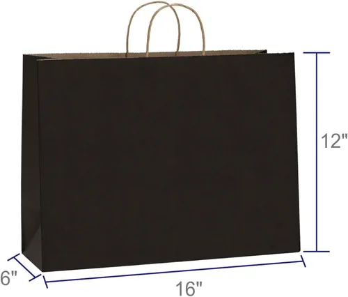 Miniatura 2 de Bolsas de papel cartón BagDream de 40x15x30cm, 100 unidades, con asas, bolsas de compra, para regalo, al por mayor, bolsas de papel grandes Negro