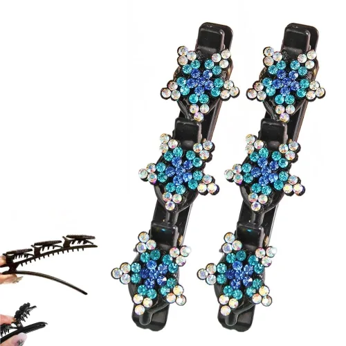 Miniatura 11 de Pinzas de pelo trenzadas para mujeres y niñas, 2025 nuevas pinzas de pelo con piedras de cristal brillantes, pinzas cortas de pico de pato