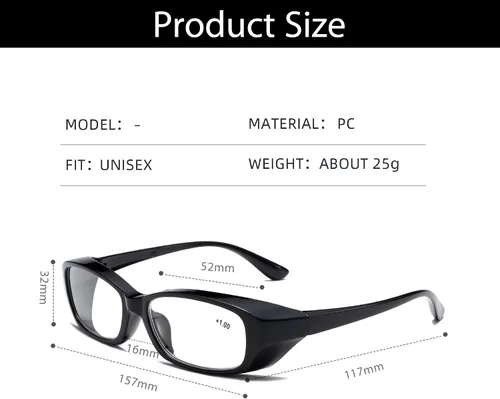 Miniatura 5 de B&Q Paquete de 3 lentes de lectura unisex con marco negro grueso, lentes transparentes para hombres y mujeres
