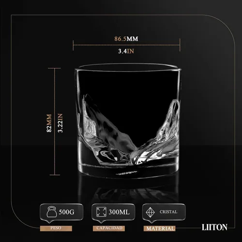 Miniatura 3 de LIITON Grand Canyon - Juego de regalo de 2 vasos de whisky de cristal pesado, vaso de bourbon grueso congelable de 1 libra cada uno, regalos