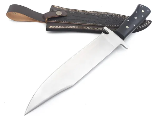 Miniatura 3 de Nooraki - Cuchillo de caza de espiga completa hecho a mano de 15 pulgadas con funda de cuero, cuchillo Bowie multiusos con mango de micarta
