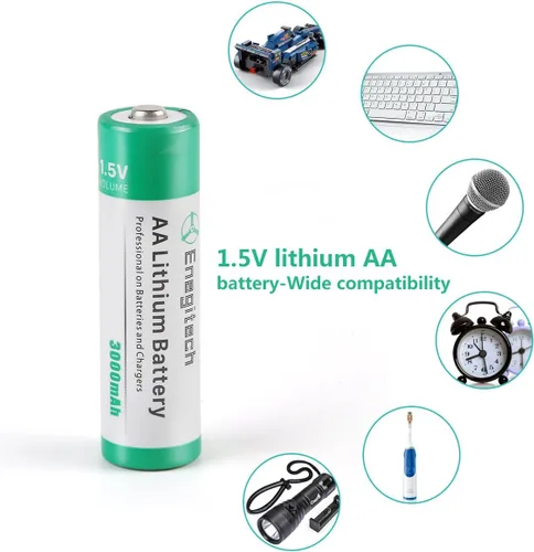 Miniatura 7 de Enegitech Batería de litio AA, batería de litio doble A de 1.5 V para cámara Blink al aire libre, bloqueo inteligente, cámara de sendero, linterna