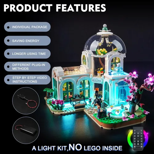 Miniatura 4 de BrickBling Luz LED compatible con Lego Friends 41757 Botanical Garden Building (sin modelo, solo luces), kit de iluminación de versión de control