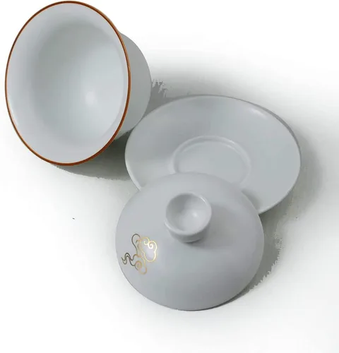 Miniatura 4 de GDLK Gaiwan - Taza de té de porcelana de 6 onzas, juego de té de gongfu chino blanco (nube)