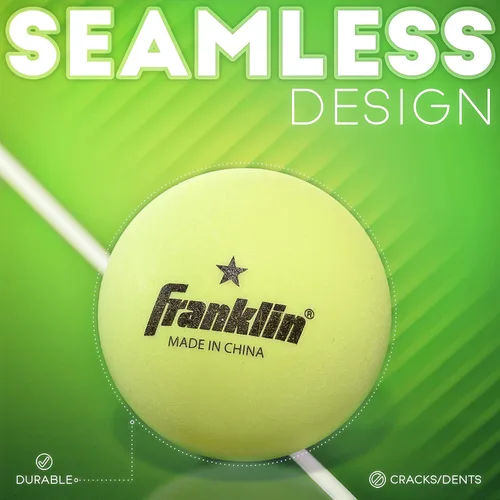 Miniatura 2 de Franklin Sports Pelotas de ping pong que brillan en la oscuridad, tamaño oficial + peso de 1.575 pulgadas, pelotas de ping pong de una estrella que