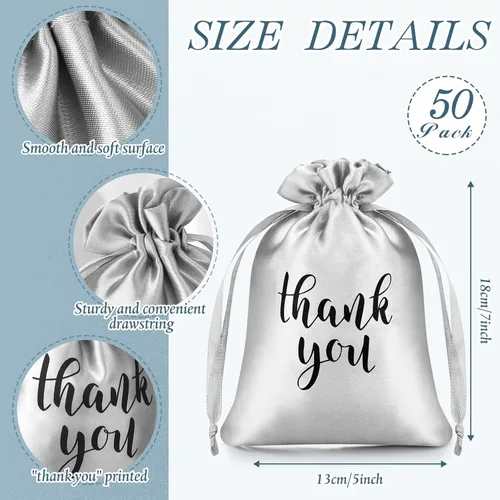 Miniatura 2 de Sieral 50 bolsas de regalo de satén con cordón para joyas, bolsas de dulces para el día del padre, boda, baby shower, despedida de soltera, fiesta