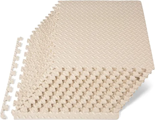 Miniatura 22 de ProsourceFit - Tapete de ejercicio tipo rompecabezas de ½ pulgada, losetas de espuma EVA entrelazadas para gimnasio en casa, para niños, crema, 24 x