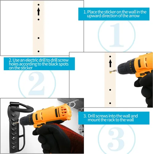 Miniatura 5 de DkOvn Paquete de 1/2/4 Soportes de Pared para Bicicleta de Garaje, Soporte de Pared para Bicicleta con Tornillos, Soporta hasta 66 lb para 1 paquete