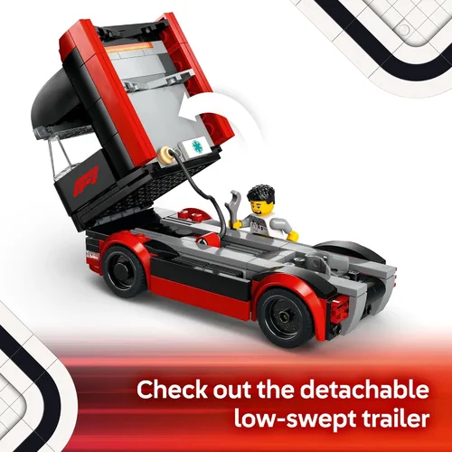 Miniatura 3 de LEGO Camión City F1 con juguetes de auto RB20 y AMR24 F1, modelo de juguete de construcción de automóviles para niños, niños y niñas, a partir de 8