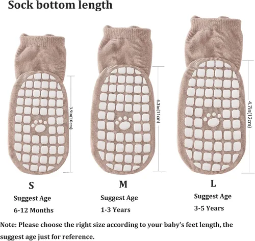 Miniatura 2 de vkxqtep Calcetines antideslizantes para niños pequeños, bonitos calcetines para bebés con empuñaduras para bebés, niños y niñas, 4 pares