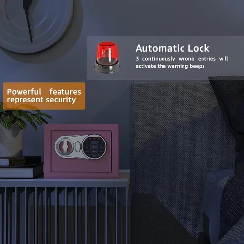 Miniatura 6 de Goldenkey Pequeña caja fuerte para dinero, caja de seguridad digital para el hogar con llaves y código para dinero en efectivo y monedas, mini cajas