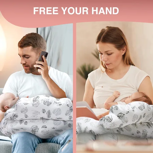 Miniatura 9 de Almohada de lactancia PILLANI para lactancia materna, almohadas de lactancia para el apoyo de la mamá y la comodidad del bebé, cubierta de algodón