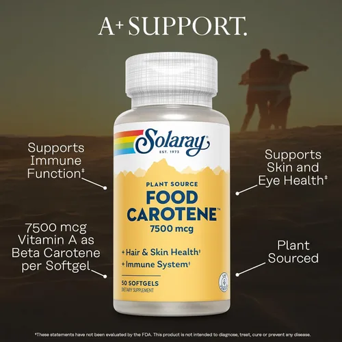 Miniatura 3 de SOLARAY Caroteno alimentario, vitamina A como betacaroteno 25000IU Carotenoides para una piel y ojos saludables, actividad antioxidante y apoyo