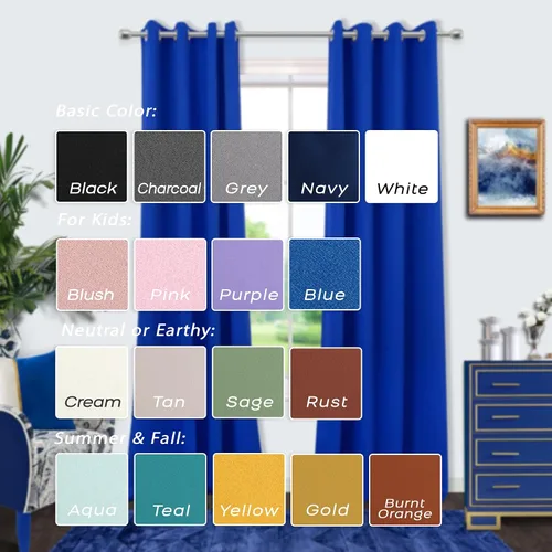 Miniatura 3 de Mrs.Naturall Cortinas Azul Real para Dormitorio, Cortinas Opacas Cortas Medianas Azul Cobalto para Cocina Decoración de Habitación de Adolescentes