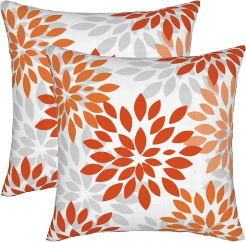 Miniatura 11 de Fundas de almohada azul marino y amarillo de 18 x 18 pulgadas, color verde azulado y gris, funda de almohada moderna con flores de dalia, 2 piezas