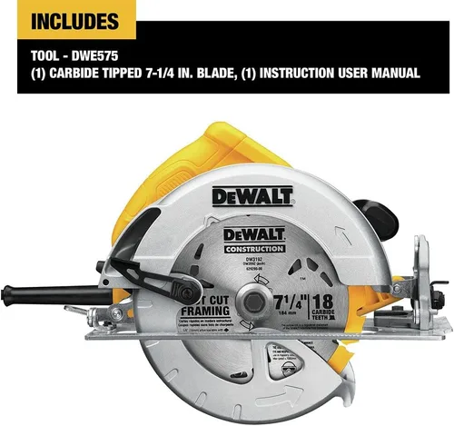 Miniatura 2 de DEWALT - Sierra circular de 7 1/4 pulgadas, ligera, con cable (DWE575)