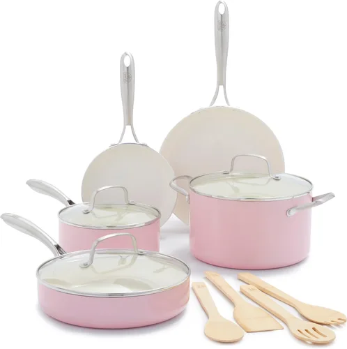 Miniatura 14 de GreenLife Artisan - Sartén antiadherente de cerámica saludable, cazuela jumbo de 5 cuartos de galón con mango ayudante y tapa, mango de acero