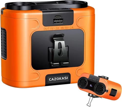 Miniatura 17 de CAZOKASI Ventilador personal con clip para la cintura, recargable, portátil, manos libres, para viajar, trabajar, al aire libre, oficina