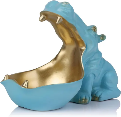 Miniatura 8 de Figurita de hipopótamo de resina para dulces y cuenco para llaves - Estatua única de hipopótamo de resina para decoración de escritorio de oficina
