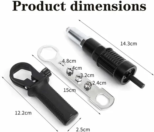 Miniatura 7 de Kit adaptador profesional de pistola de remache eléctrica, adaptador de pistola remachadora eléctrica inalámbrica con mango de plástico extraíble, 4