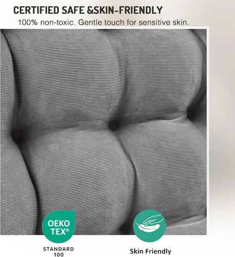 Miniatura 5 de Juego de 2 almohadas de suelo de meditación, almohadas cuadradas grandes para adultos, cojín de pana copetuda para sala de estar de tatami, gris, 22