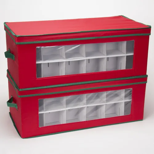 Miniatura 8 de Household Essentials Caja de almacenamiento para adornos, 36 piezas con divisores, resistente y apilable con asas y ventana de plástico