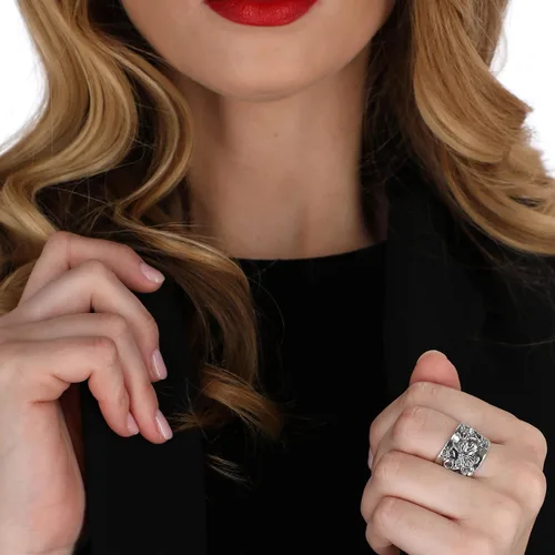 Miniatura 5 de PZ Paz Creations Anillo de plata de ley 925 con diseño floral de mariposa para mujer, regalo de joyería bohemia de estilo vintage, anillos gruesos