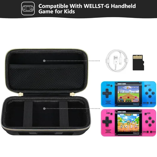 Miniatura 2 de Supmay Funda de transporte compatible con WELLST·G Juego de mano para niños, 220 videojuegos retro precargados, soporte de almacenamiento portátil