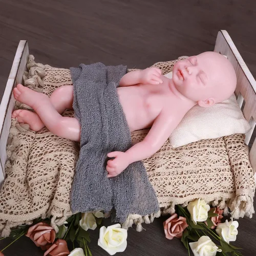 Miniatura 5 de Muñeca de bebé realista de silicona completa de 18.5 pulgadas, muñecas de bebé reborn realistas, juguete y coleccionable niña calva