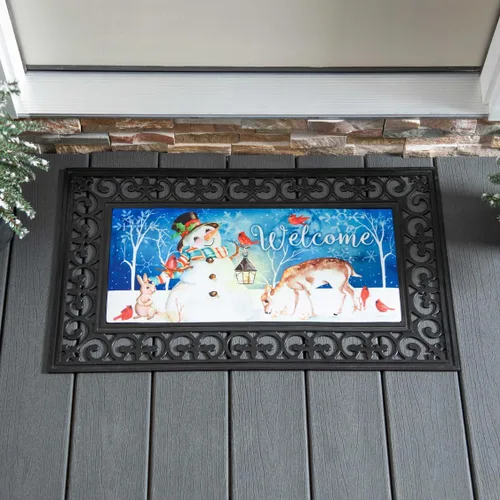 Miniatura 2 de Evergreen Flag Sweet Snowman and Friends Sassafras Switch Mat Tapete de Entrada Intercambiable para Interiores y Exteriores 22 pulgadas x 10