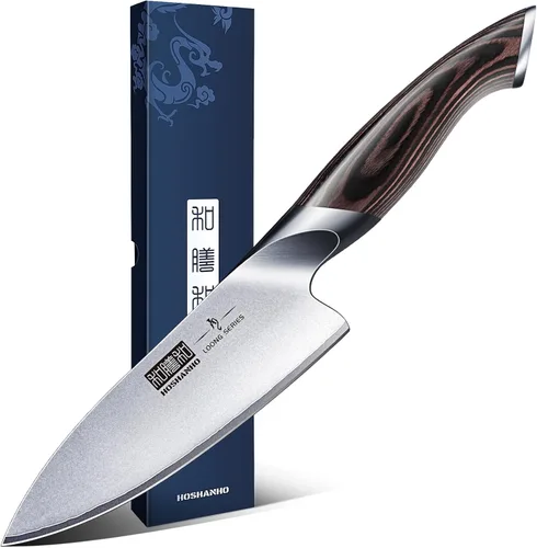 HOSHANHO Cuchillo de cocina de 6 pulgadas en acero japonés de alto carbono, cuchillo de chef profesional de alta clase, cuchillos de cocina