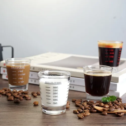 Miniatura 2 de Vasos de chupito, vaso medidor, líquido para vino pesado, vaso de chupito de café expreso, 26 mediciones incrementales, 1 oz, 6 cucharaditas, 2 Rojo