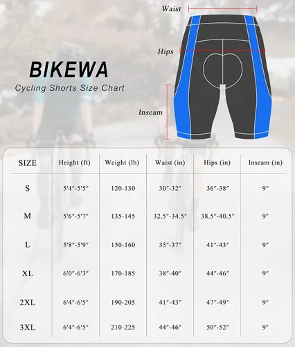 Miniatura 7 de Bikewa Pantalones cortos de ciclismo para hombre con acolchado 3D para ciclismo de carretera, ciclismo de montaña, ciclismo UPF 50+, bolsillos