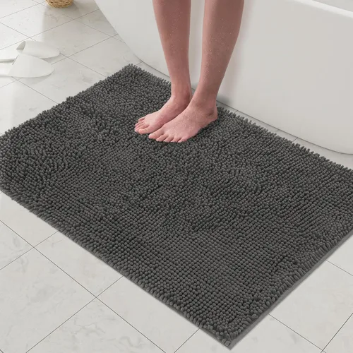Miniatura 2 de Alfombra de baño de felpilla extrasuave y absorbente, 60 x 24 pulgadas, parte trasera de goma antideslizante, alfombra de baño grande lavable