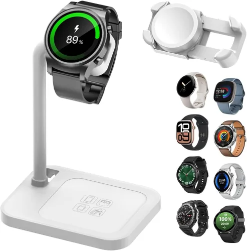 Miniatura 11 de Base de carga inalámbrica universal 2 en 1 con soporte ajustable para reloj inteligente, compatible con Samsung Galaxy, Google Pixel, Huawei