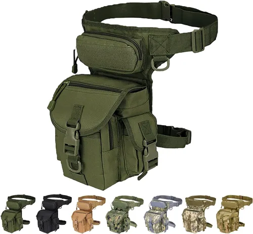 Bolsa táctica multiusos para pierna, riñonera para muslo, equipo de piernas para cámara de motocicleta militar, bolsa de utilidad, negro/bronceado