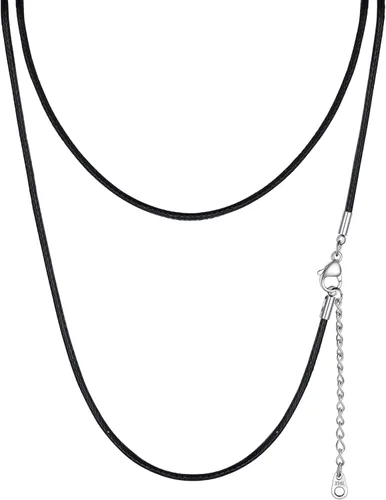 Miniatura 35 de PROSTEEL Collar de cuero impermeable para hombre, 0.079 in/0.118 in, 16 a 30 pulgadas, con cierre de acero inoxidable, cadena de bricolaje