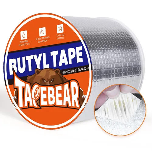 Miniatura 8 de TAPEBEAR Cinta de Butilo 12 pulgadas x 16 pies, Cinta de Sellado de Conductos de Aluminio Sellador Impermeable Cinta de Reparación para Techo de RV