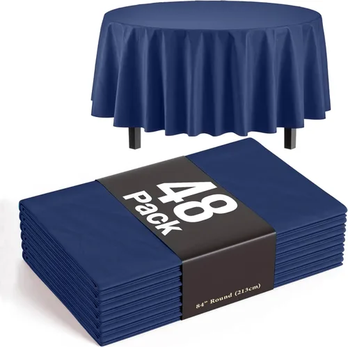 Miniatura 12 de Exquisite Manteles negros para mesas rectangulares, paquete de 48 manteles de plástico desechables de 54 x 108 pulgadas, manteles rectangulares
