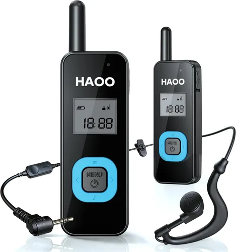 Miniatura 12 de HAOO Mini walkie talkies con auriculares, radio portátil de dos vías, transceptor FM, walkie talkie de largo alcance para esquí, senderismo, 3 PZAS