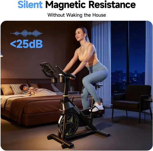 Miniatura 6 de YPOO Bicicleta estática, resistencia magnética ajustable, bicicletas estacionarias para cardio en casa con aplicación exclusiva, bicicleta