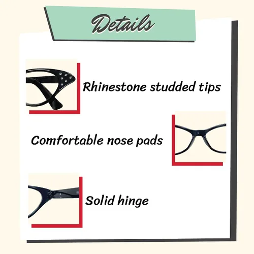 Miniatura 6 de Hip Hop 50s Compra gafas de diamantes de imitación para mujer con ojo de gato