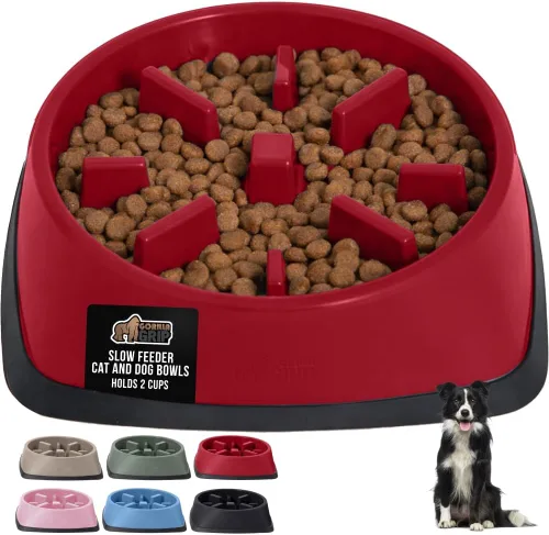 Miniatura 22 de GORILLA GRIP Cuencos para perros de alimentación lenta pendiente de patente, juguete interactivo de rompecabezas de 4 tazas para entrenamiento