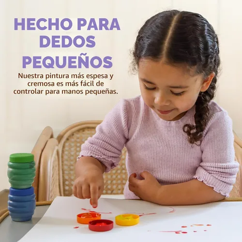 Miniatura 7 de Honeysticks Pintura de dedos no tóxica (6 colores brillantes), lavable de la piel, pintura segura para dedos para niños pequeños, niños de 1 a 3, 2