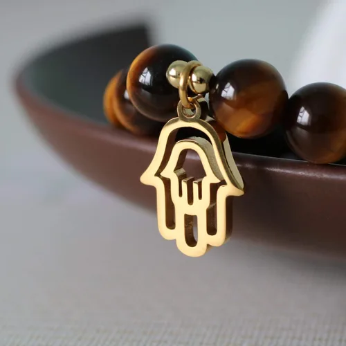 Miniatura 5 de COAI Hamsa - Pulsera de piedra turmalina negra