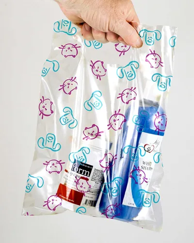 100 bolsas con estampado temático de mascotas, caras de perro y gato, MSP1007 de 9 x 9 pulgadas, bolsas de plástico transparente para gatos y