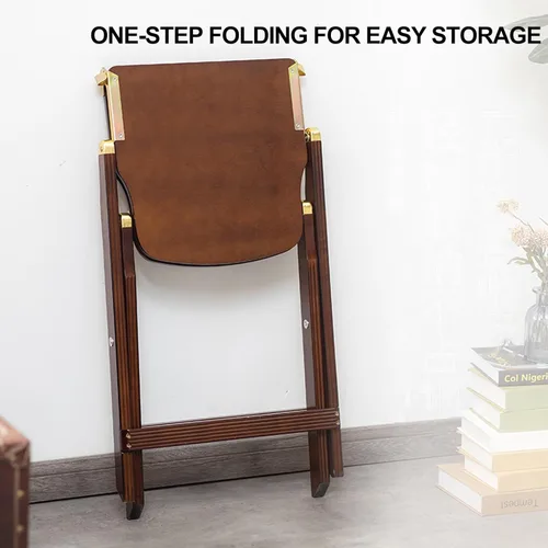 Miniatura 4 de Silla de comedor plegable de mediados de siglo, sillas plegables de madera maciza, silla de gravedad cero para patio, porche, fiesta, evento (negro)
