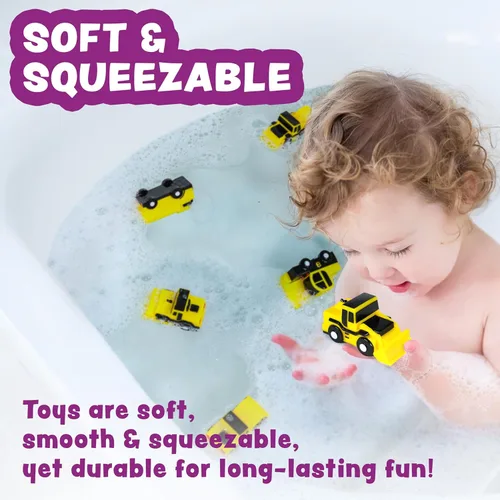 Miniatura 5 de Tub Works® Construction™ Trucks - Juguetes de baño sin moho, paquete de 6 Diseño de juguetes de baño sellados y sin agujeros que mantiene