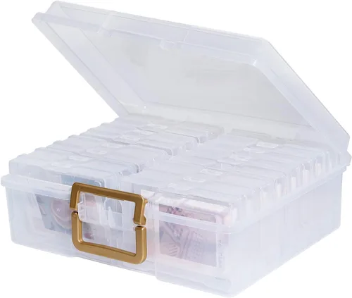 Miniatura 12 de novelinks Organizadores de fotos transparentes de 4 x 6 pulgadas y caja de almacenamiento de fotos con asa, 16 fundas interiores para fotos